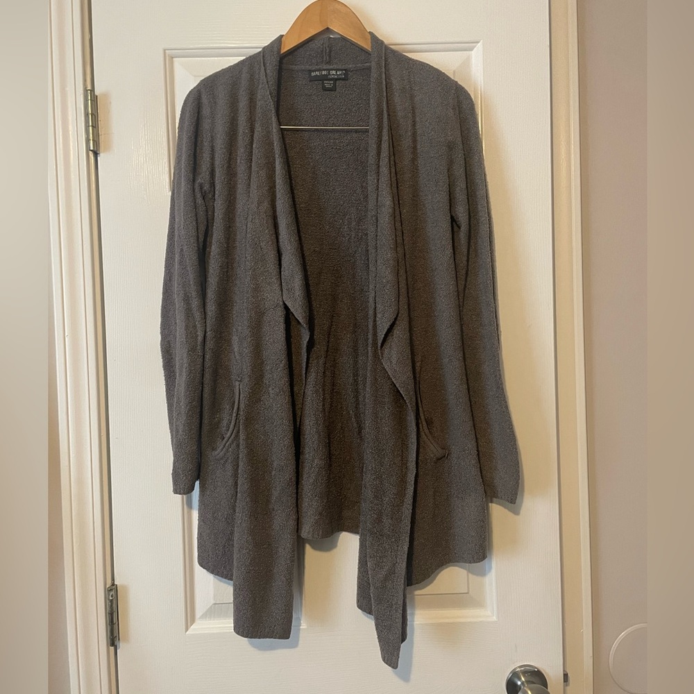Barefoot Dreams CozyChic Lite Open Front Draped Cardigan Charcoal XXS/XS
 0297